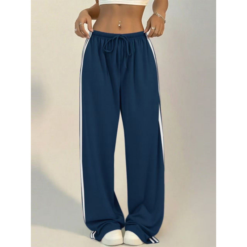 Women High Waist Side Stripe Baggy Wide Leg Sweatpants