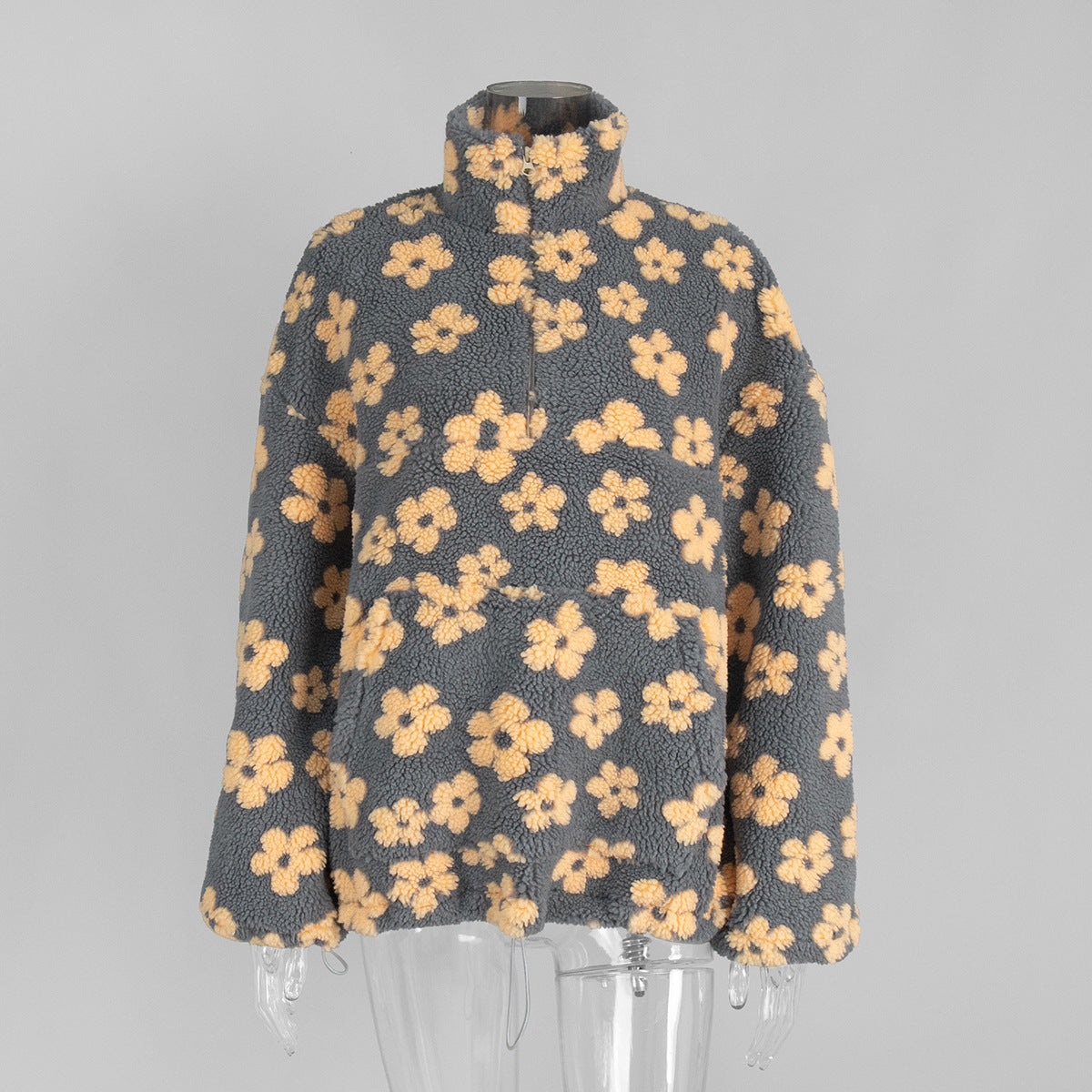 Women's Floral Fleece Quarter Zip Pullover