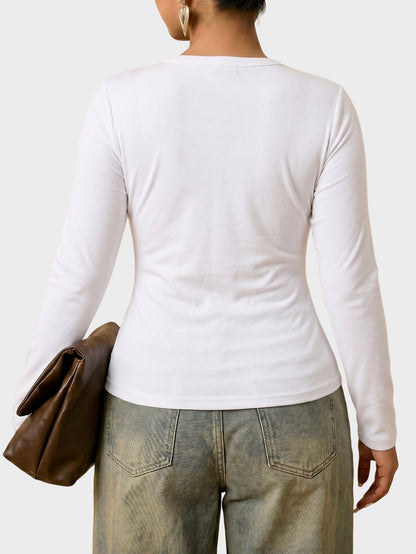 Plus Size V Neck Long Sleeve Fitted T Shirt