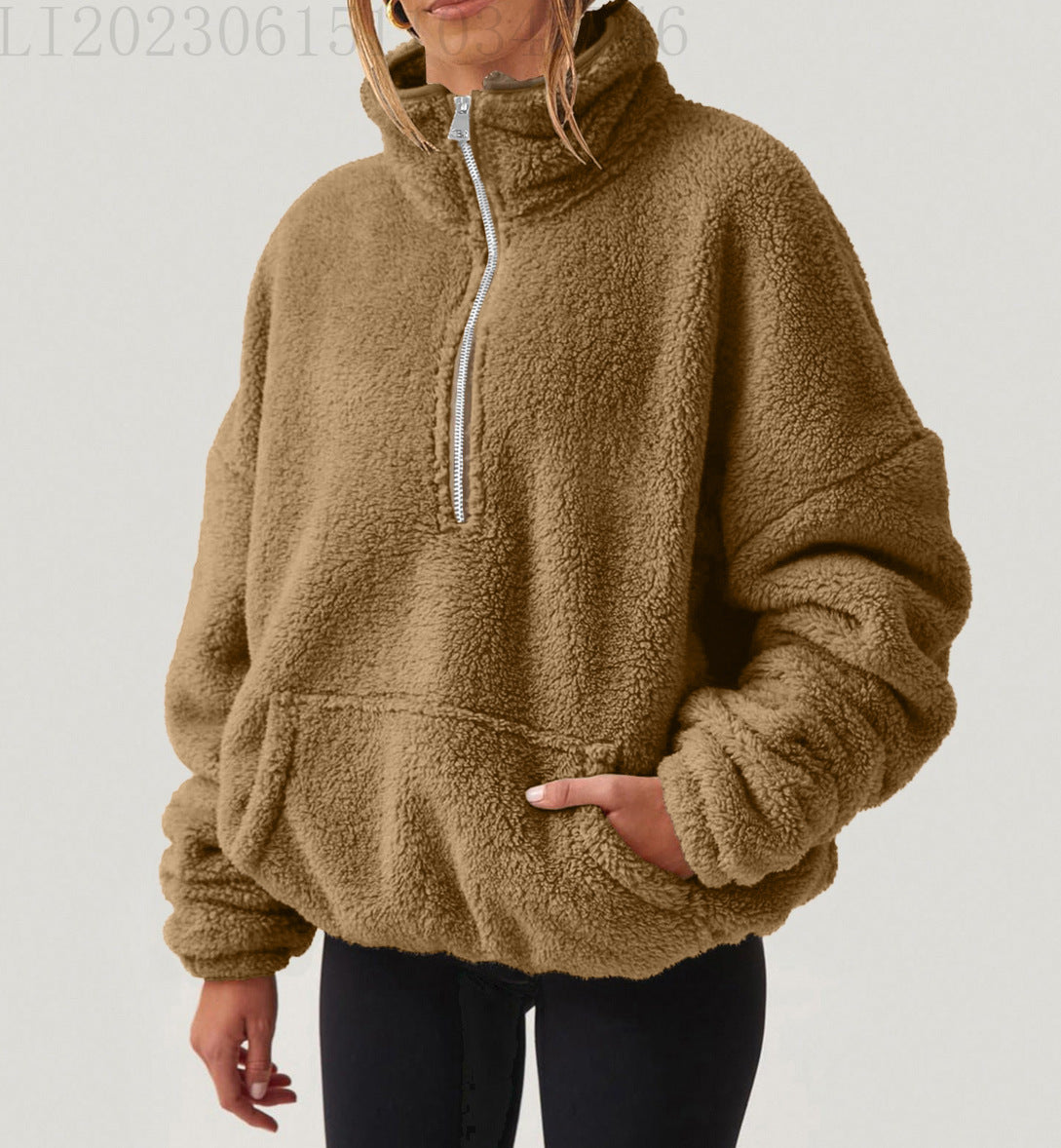 Women's Oversized Sherpa Quarter Zip Pullover