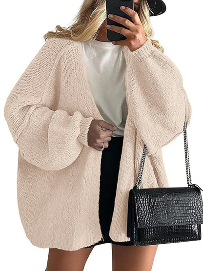Women's Oversized Chunky Knit Open Front Cardigan Sweater