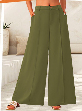 Women's High-Waisted Wide-Leg Palazzo Pants – Elegant Business Trousers