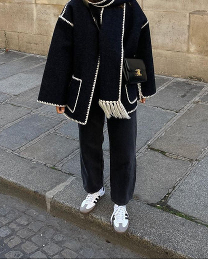 Women's Fringe Scarf Jacket Cropped Embroidered Coat