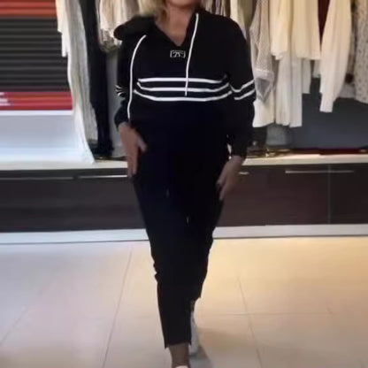 Women's Color Block Hoodie Jogger Lounge Set