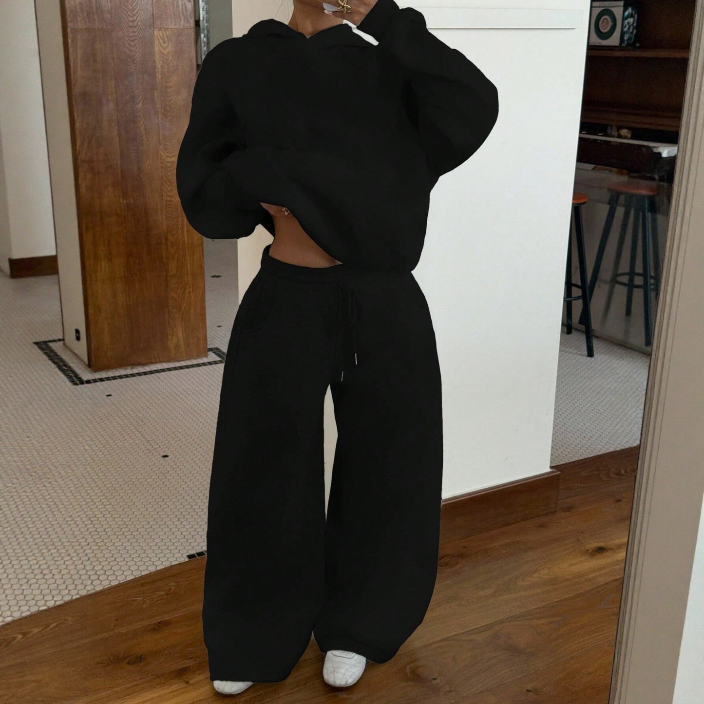 Women's Oversized Fleece Hoodie & Wide Leg Sweatpants Set