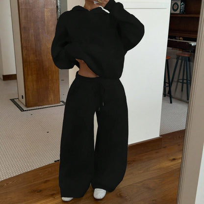 Women's Oversized Fleece Hoodie & Wide Leg Sweatpants Set