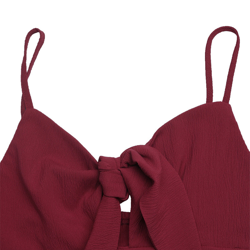 Bow Front Cami Romper Sexy Vacation Sleeveless Jumpsuit