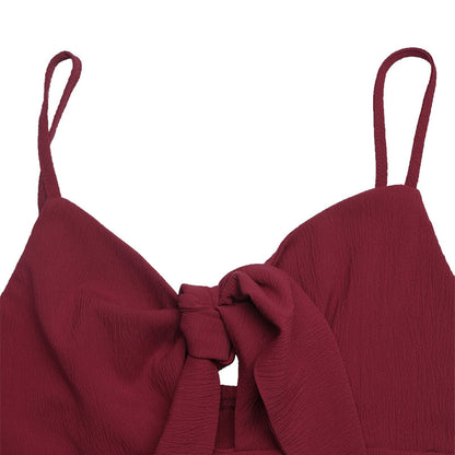 Bow Front Cami Romper Sexy Vacation Sleeveless Jumpsuit