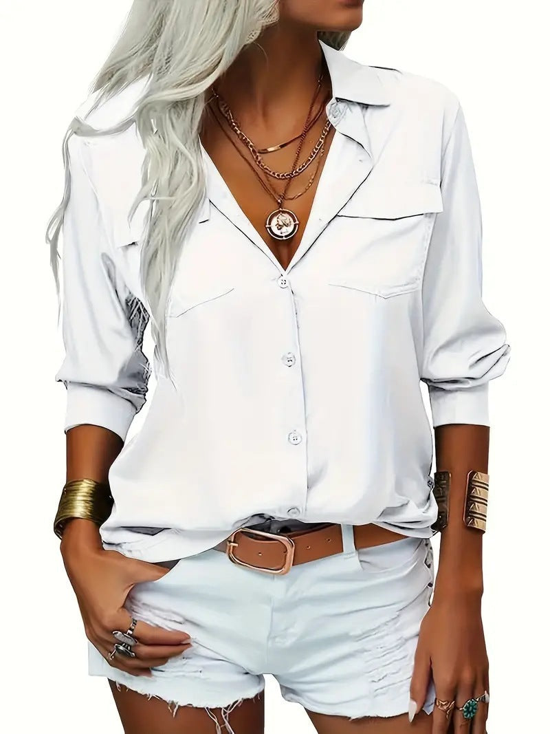 Women's Oversized Button Down Shirt Long Sleeve Collared