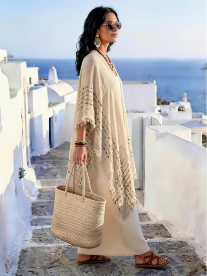 Fringe Kimono Cover Up Resort Lightweight Cardigan