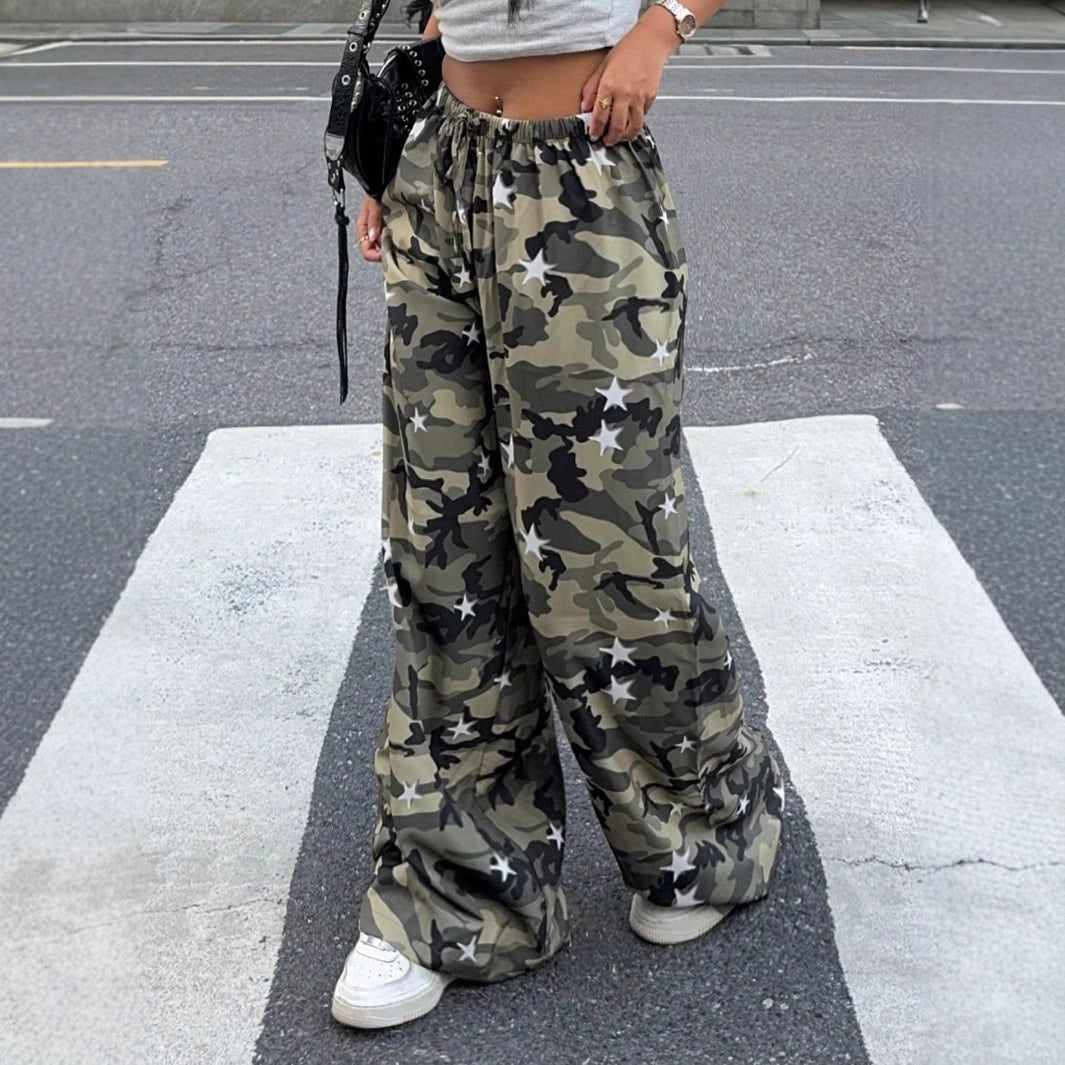 Women's Camo Low Rise Baggy Straight Leg Pants
