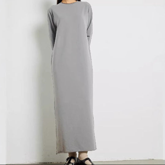 Women's Casual Long Sleeve Solid Maxi Dress Loose Fit