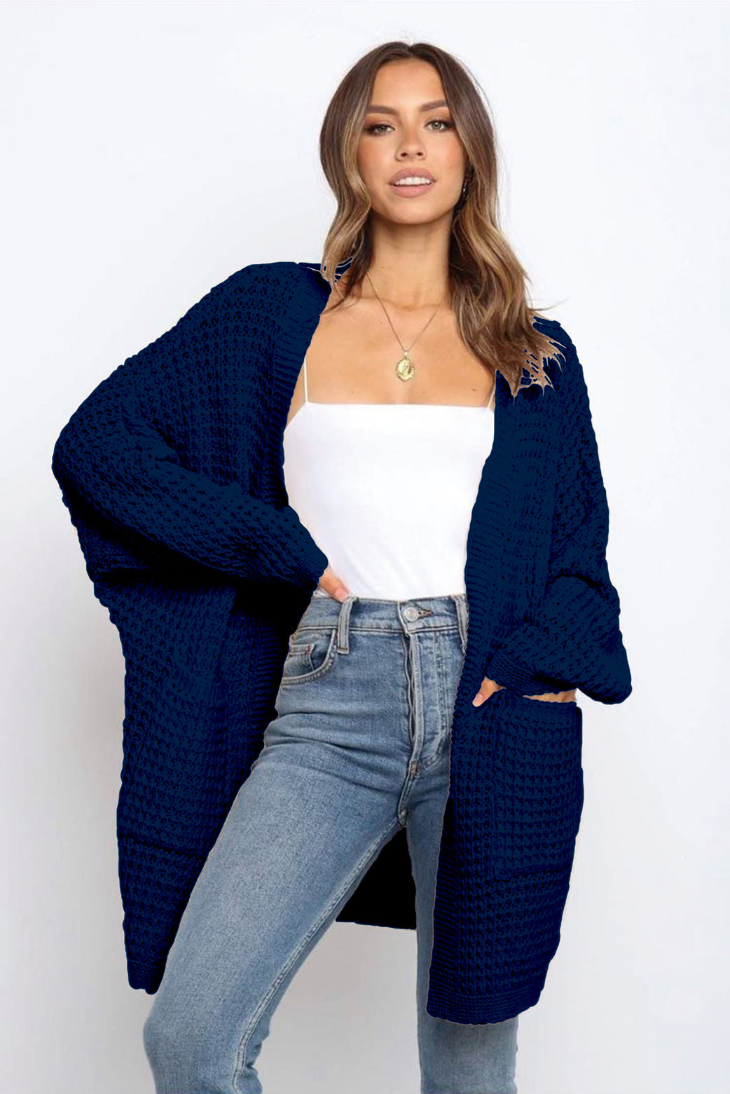 Women's Oversized Chunky Knit Long Cardigan with Pockets