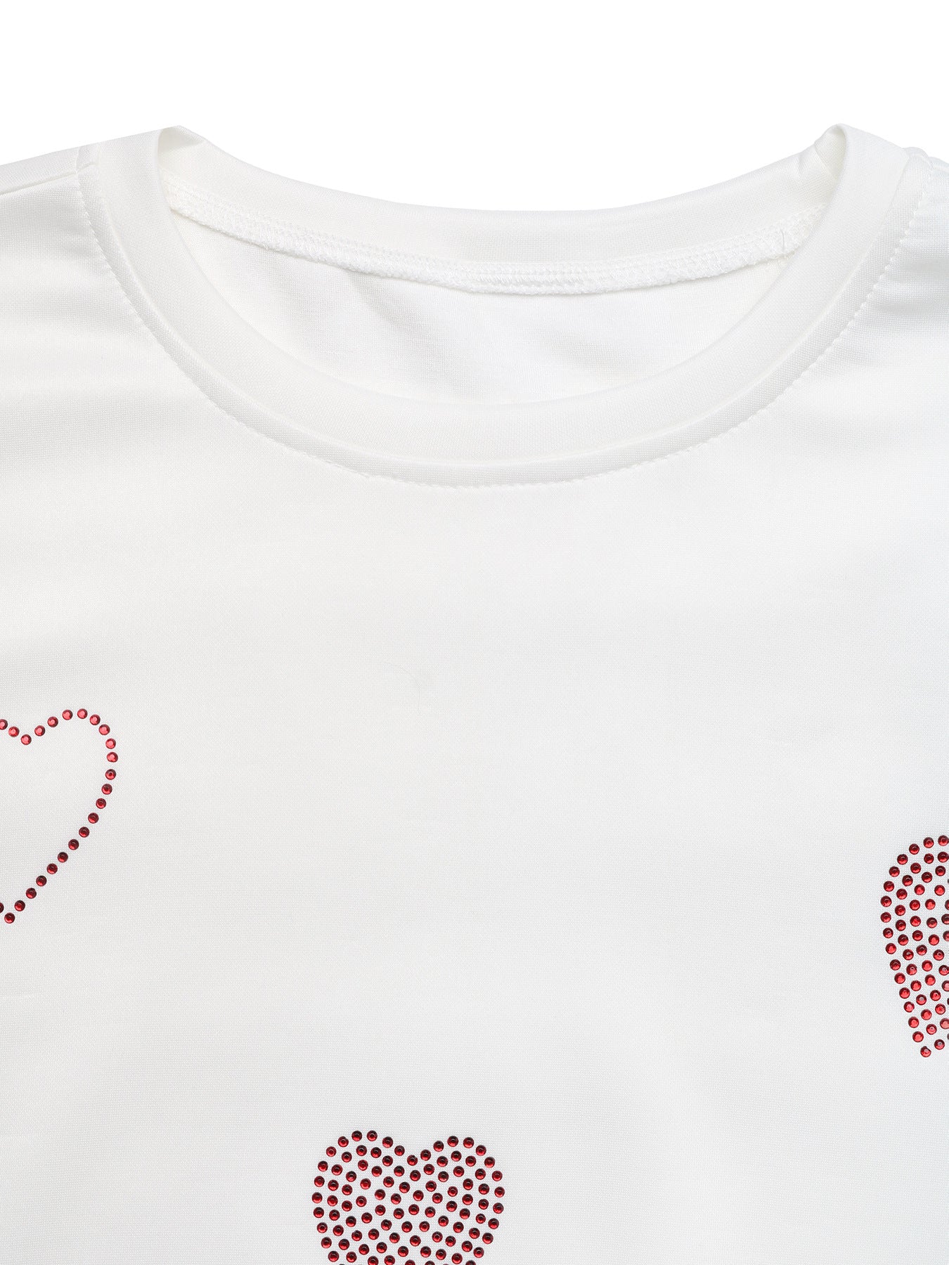 Women's Rhinestone Heart Oversized Casual Summer T-Shirt Top