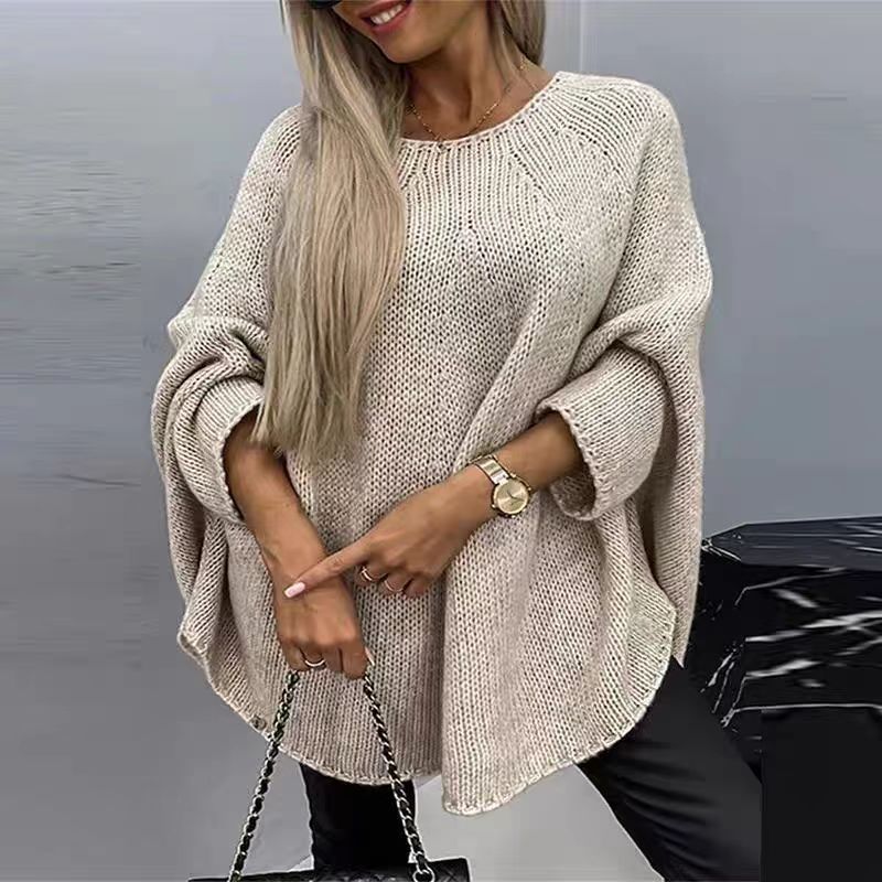 Women's Oversized Chunky Knit Poncho Sweater