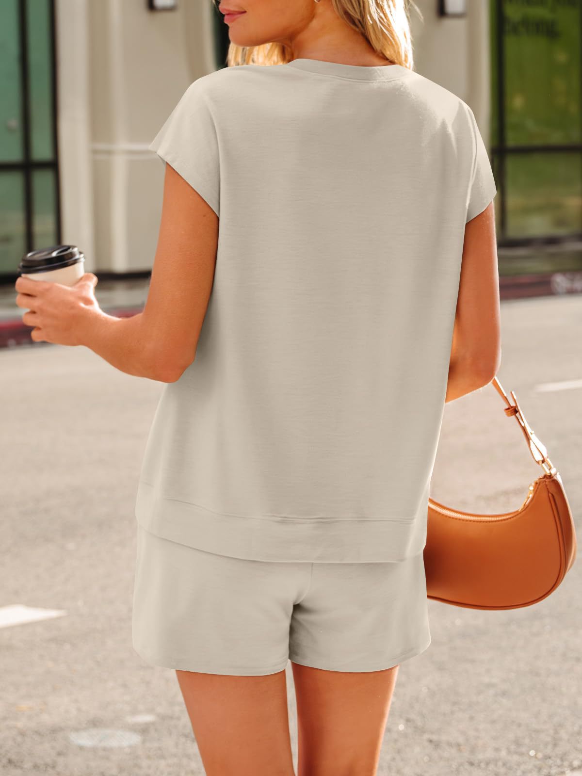 V Neck Lounge Set Short Sleeve Top and Shorts Set