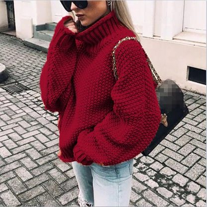 Women's Chunky Oversized Turtleneck Batwing Sweater