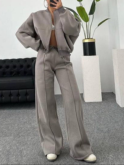 Women's Matching Set Zip Jacket Wide Leg Sweatpants