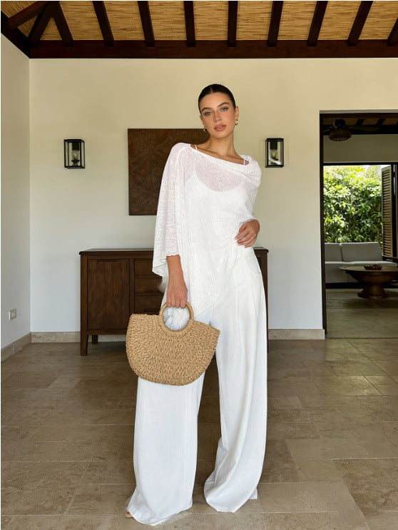Sheer Chiffon Poncho Top Batwing Resort Cover Upr