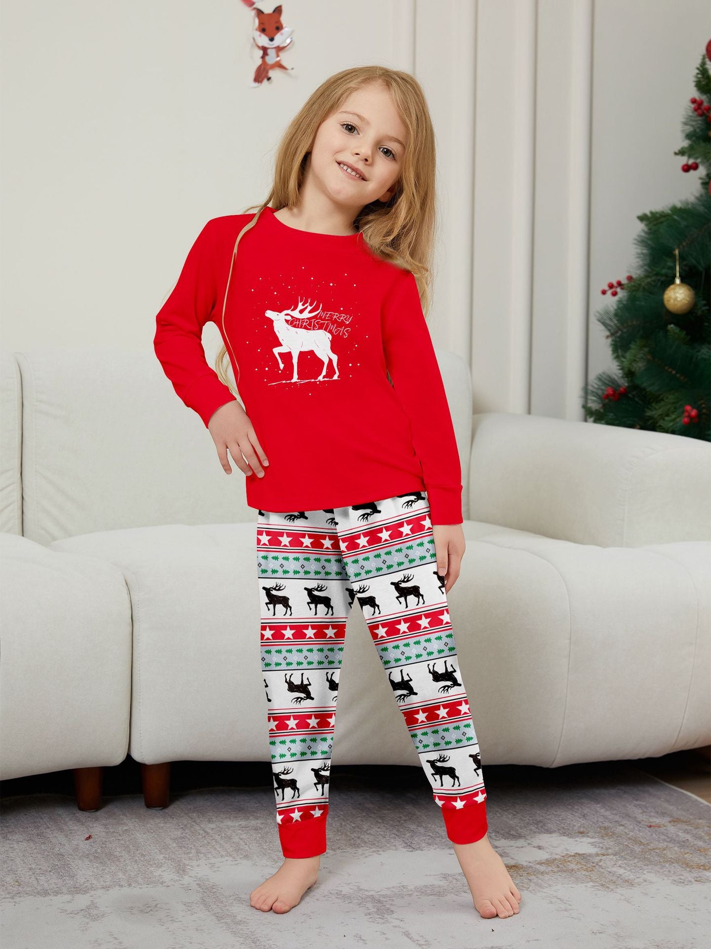 Christmas deer letter star parent-child outfit printed loungewear Christmas pajamas