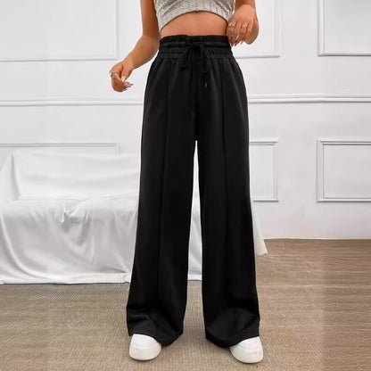 Womens High Waisted Drawstring Wide Leg Sweatpants