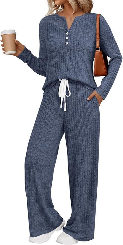 Women's Ribbed Lounge Set Soft Pajama Two-Piece
