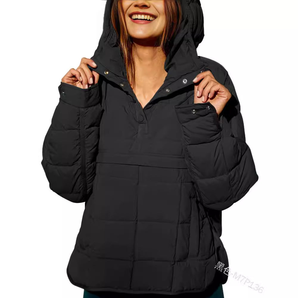 Women's Oversized Hooded Puffer Pullover Jacket
