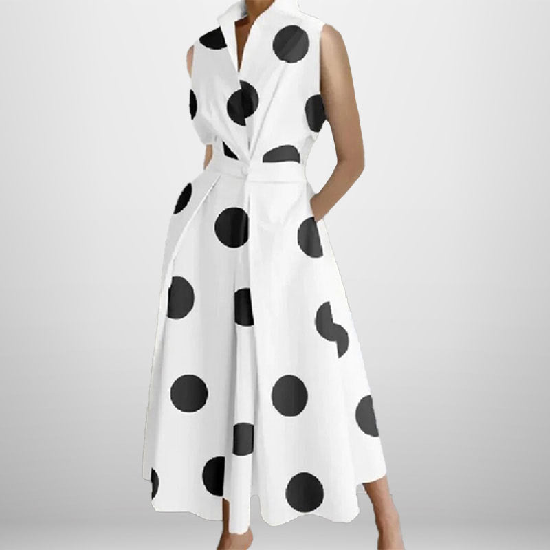 Women's Plus Size V-Neck Printed A-Line Midi Dress