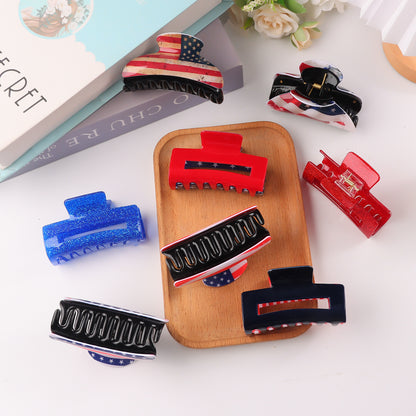 4th of July Stripe Hair Claw Clip Patriotic USA