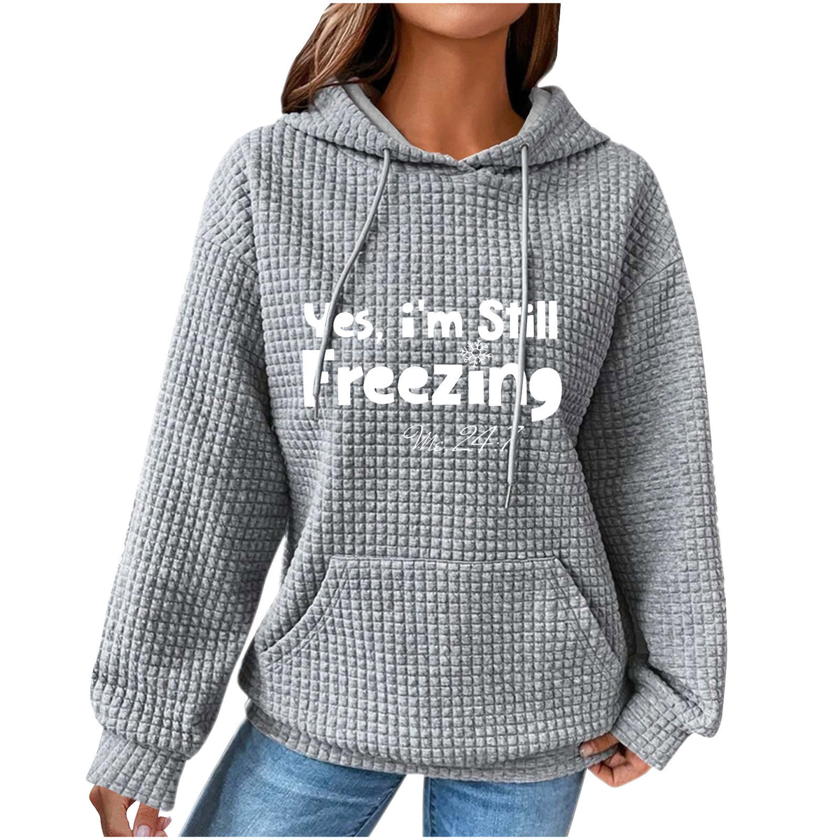 Women's Oversized Waffle Knit Christmas Hoodie