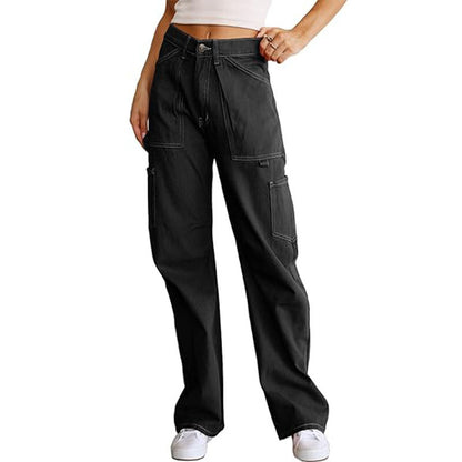 Women's High Waist Loose Cargo Pants with Pockets Streetwear