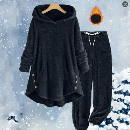 Women's Sherpa Fleece Hoodie Jogger Lounge Set