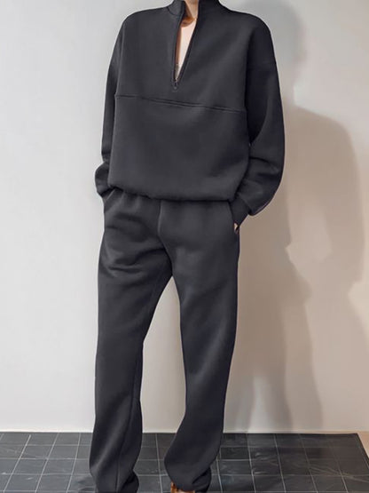 Women's Oversized Quarter Zip Sweatshirt Jogger Set