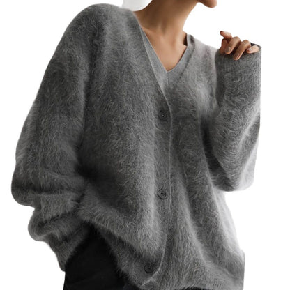 Women’s Faux Fur Cardigan Soft Oversized Knit Sweater