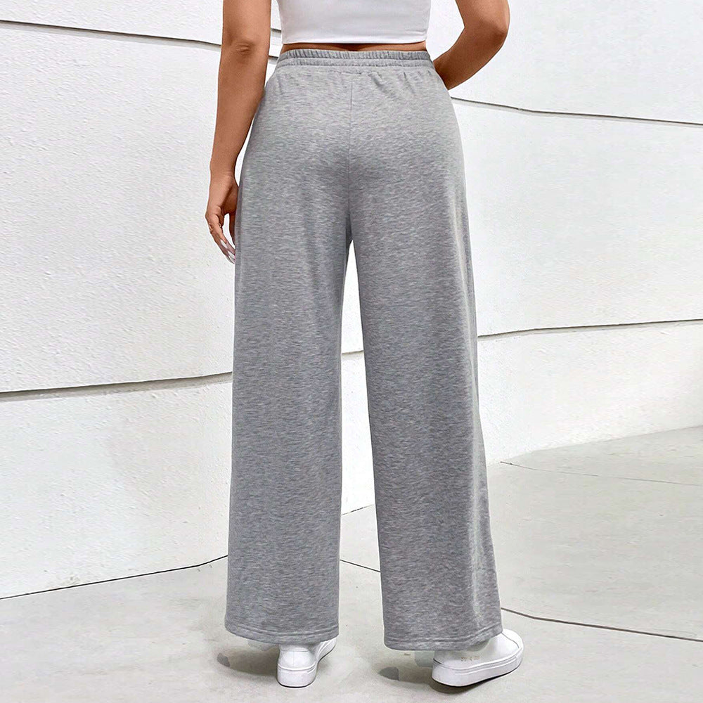 Fashion fall and winter elastic waist sports wide leg pants