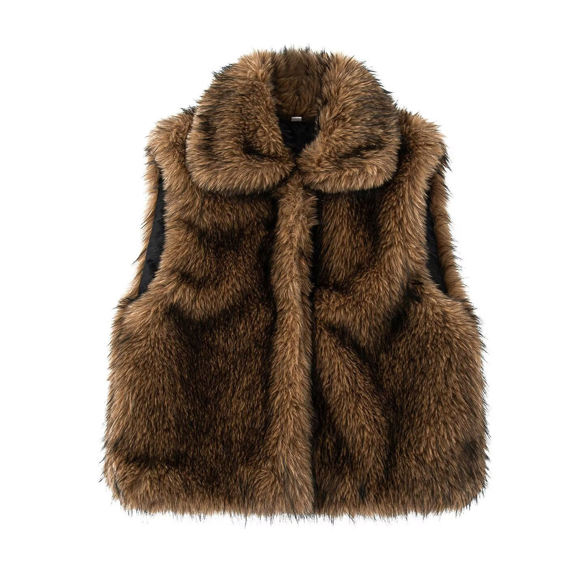 Women's Long Faux Fur Vest Sleeveless Lapel Winter Chic