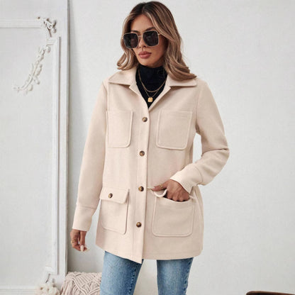 Women's Lapel Button Front Shacket Jacket Coat