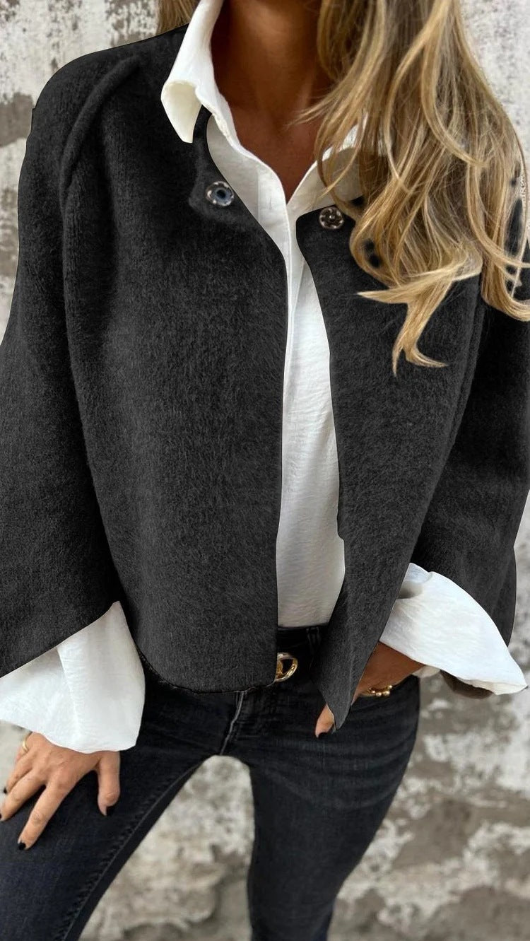 Women's Oversized Cropped Faux Cashmere Cardigan