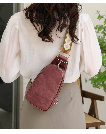 Crossbody Purse Leather Chest Bag for Travel Work Shopping