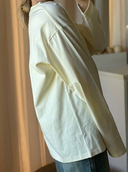 Heavyweight Cotton Long Sleeve Crewneck Oversized T Shirt