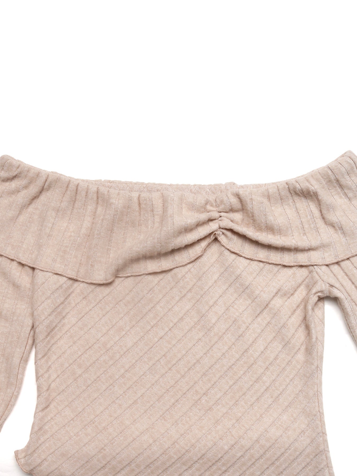Off Shoulder Ribbed Asymmetrical Long Sleeve Top