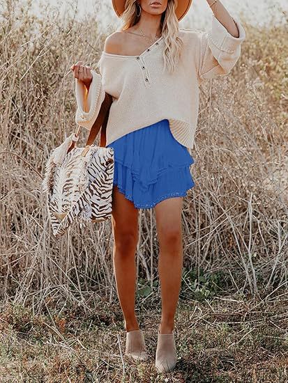 Women’s High Waist Tiered Ruffle Mini Skirt
