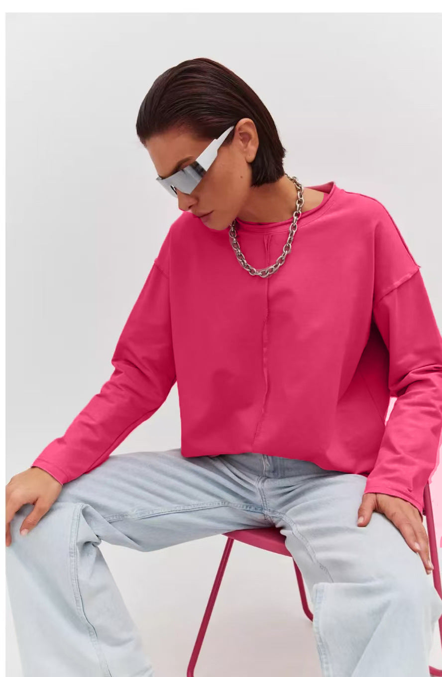Black Oversized Seam Detail Long Sleeve Tee