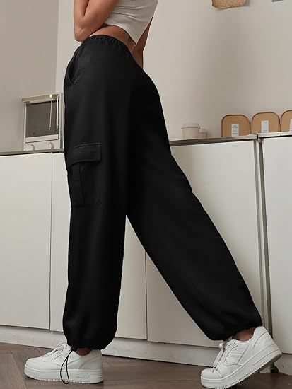 High Waist Drawstring Cargo Jogger Pants