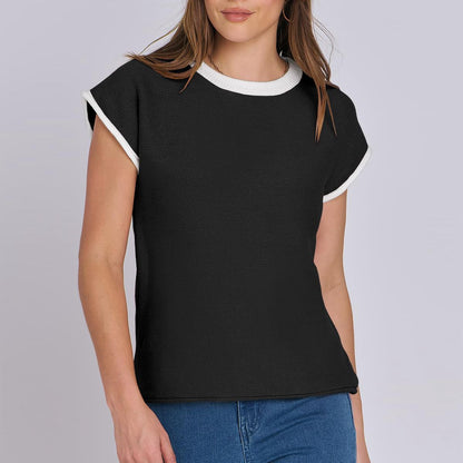 Striped Crew Neck Knitted Sweater Top