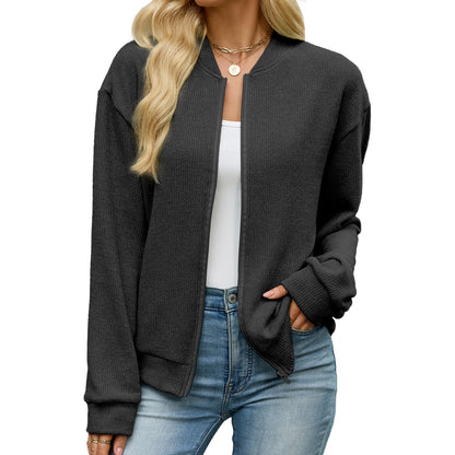 Women's Oversized Zip Up Jacket Casual Long Sleeve