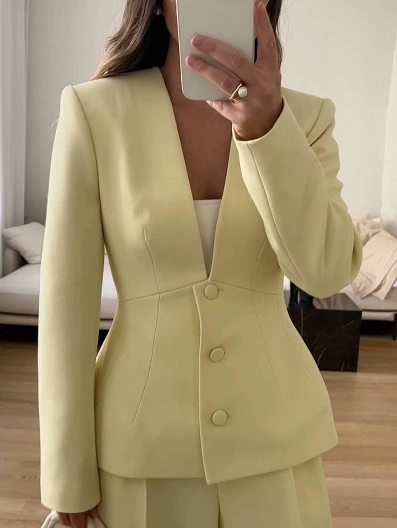 2025 Women's Elegant V Neck Long Sleeve Blazer Jacket