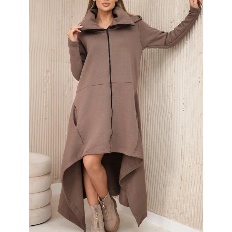 Women Oversized Zip Up Hoodie Dress Fleece Long Sweatshirt