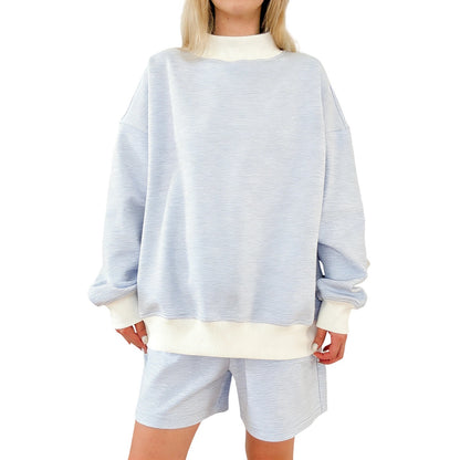 Oversized Striped Sweatshirt and Shorts Lounge Set