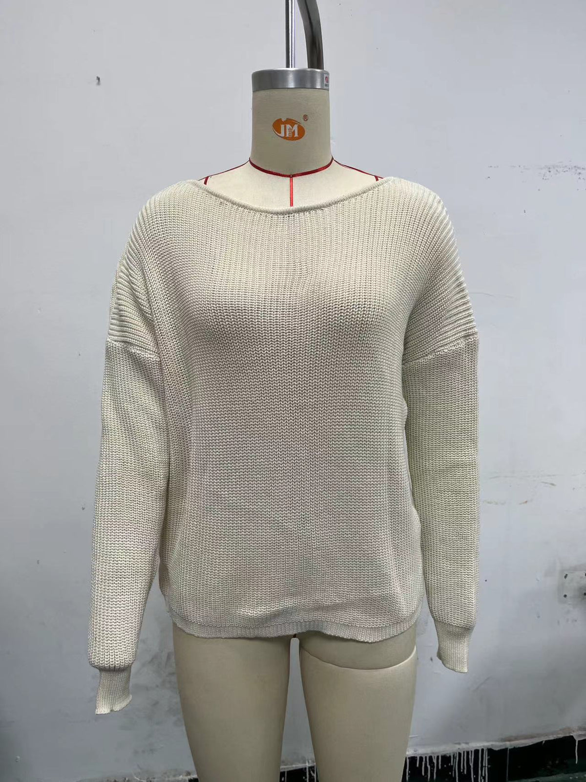 Women's One Shoulder V Neck Knit Sweater Long Sleeve